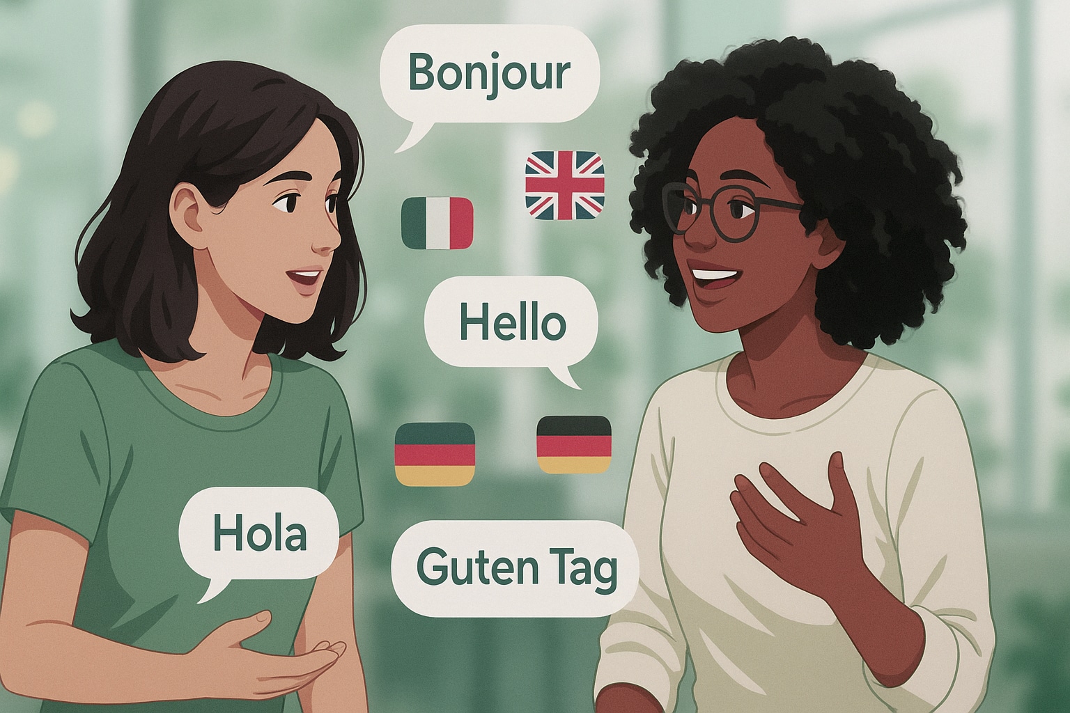 Deux filles discutant dans des langes diférantes, google traduction google sheet