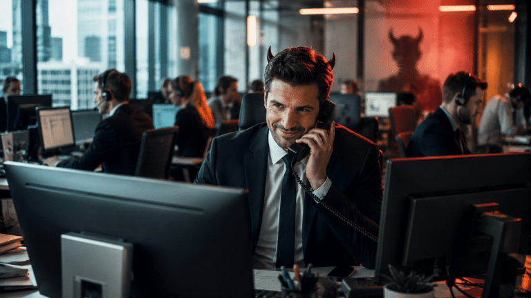 Centre d’appels utilisé pour des arnaques au téléphone et faux contrats d’assurance, illustration inspirée d’une enquête sur le démarchage frauduleux.